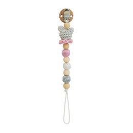 Crochet pacifier chain cat KITTY in pink