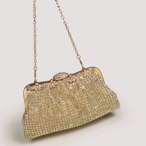 Luxe Diamond-Look Clutch-Gold & Silver