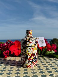 Handmade colorful oil bottle oil donor oil jug ceramic bottle "Arlecchino" for olive oil from Italy 250ml