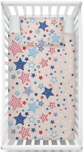 Beaver bed linen set 100x135cm stars in beige blue