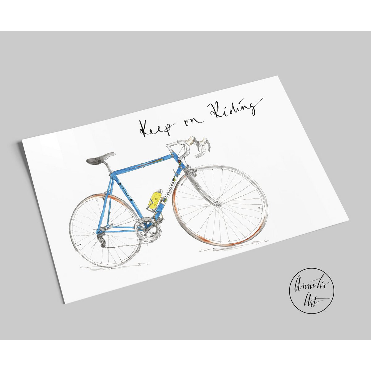 Ansichtkaart | Vintage racefiets met slogan "Keep on Riding" Colnago