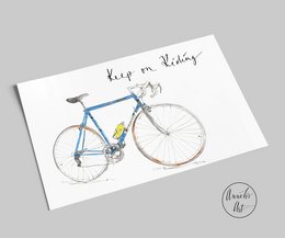 Ansichtkaart | Vintage racefiets met slogan "Keep on Riding" Colnago