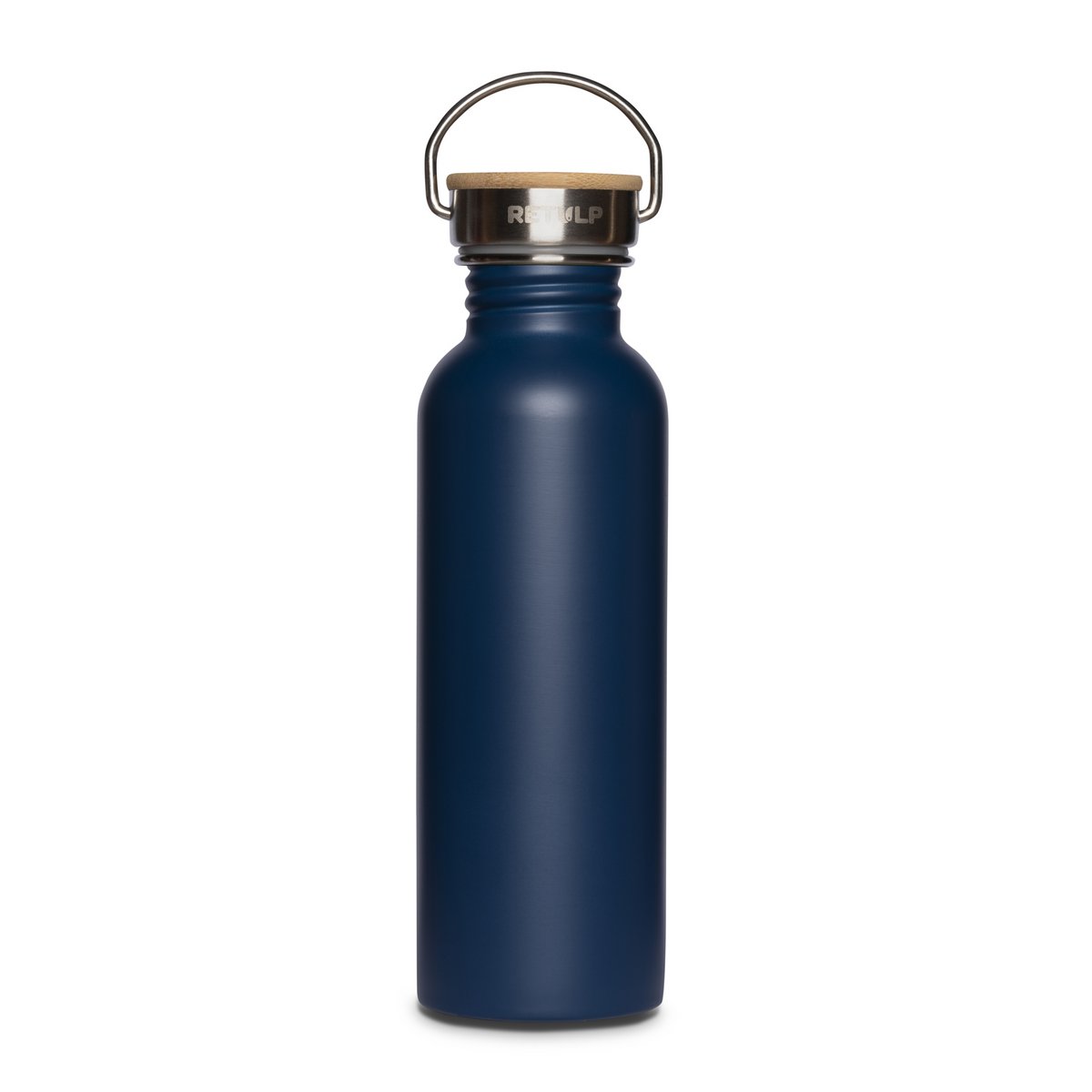 RVS drinkfles lekvrij bamboe dop Blue 750 ml