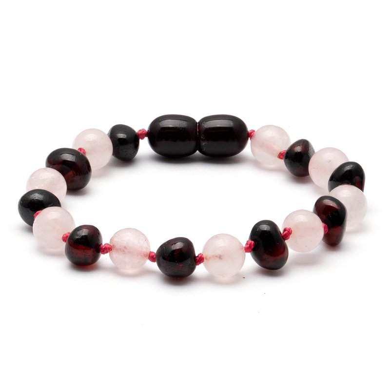 Baltic amber & rose quartz bracelet 1
