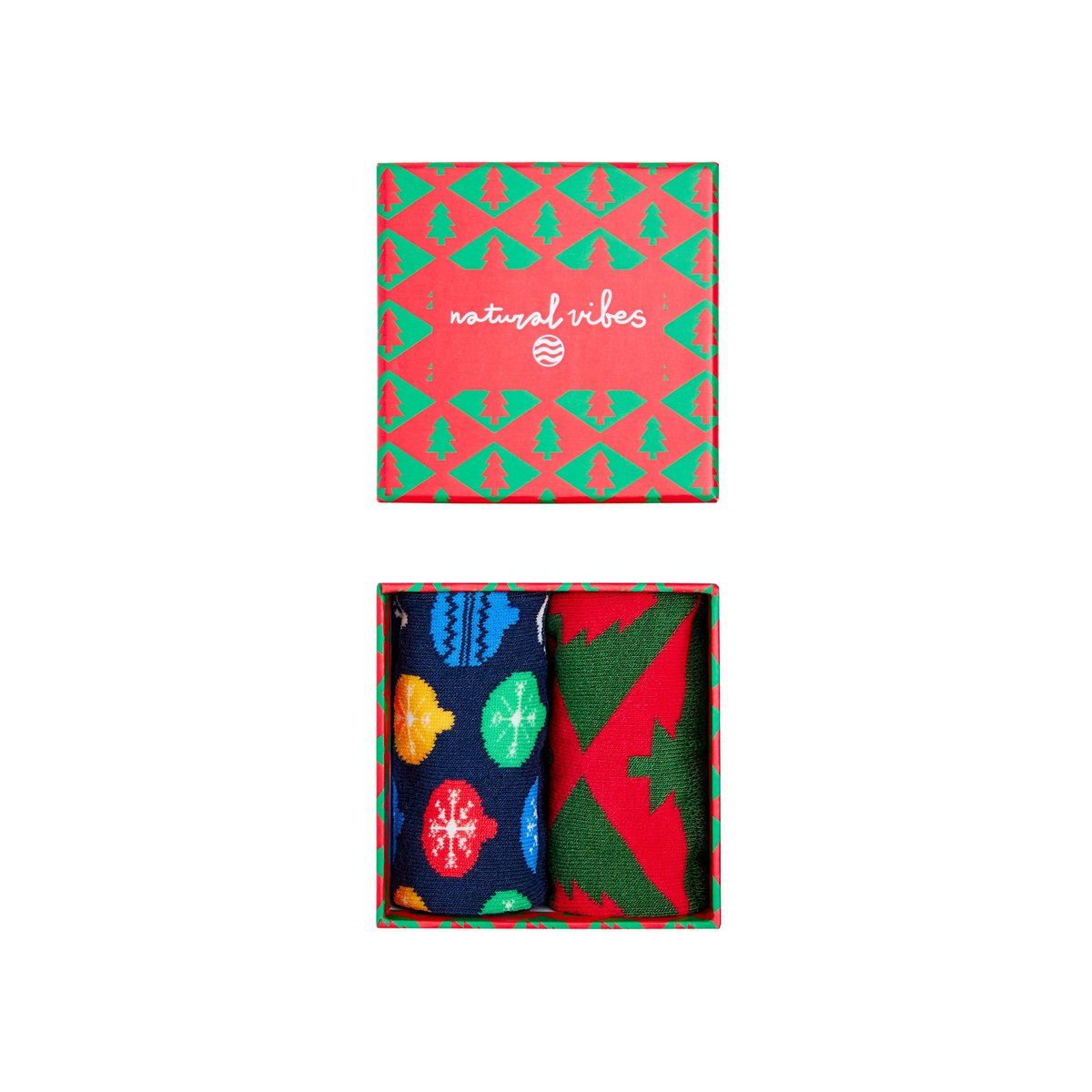 Bio-Socken Geschenkset Weihnachten - 2-Pack Socken mit weihnachtlichem Muster, Xmas