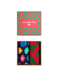 Bio-Socken Geschenkset Weihnachten - 2-Pack Socken mit weihnachtlichem Muster, Xmas