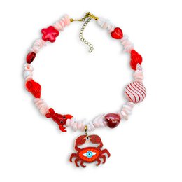 Crab Crimson – Handgemaakte krab- en boze oogketting