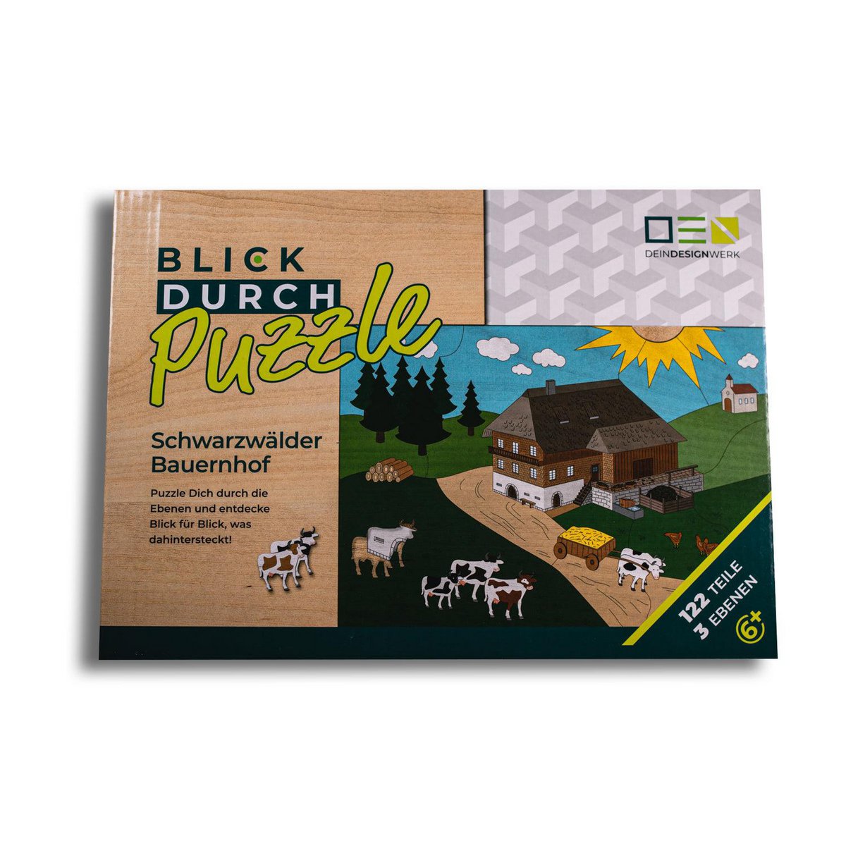 Blick-Durch-Puzzle: Schwarzwälder Bauernhof | Mehrschichtiges Holzpuzzle für die ganze Familie | Geschenk für Schwarzwaldliebhaber