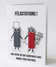 Carte postale de célébration de mariage – Brique de construction LEGO