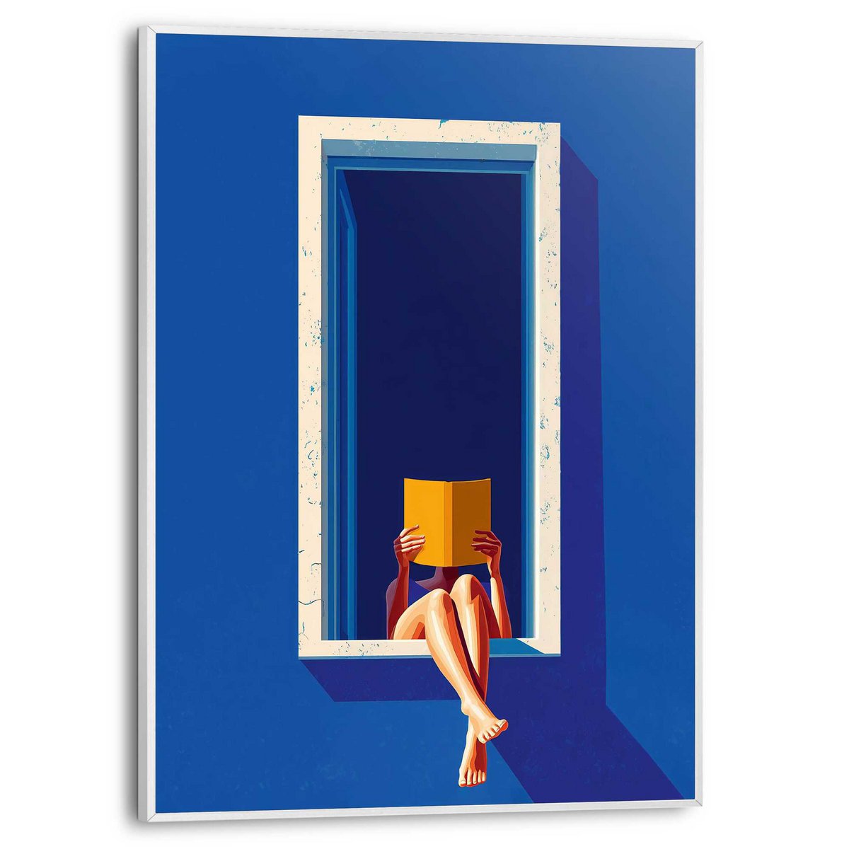 Schilderij  Lezen bij het Raam 40x30