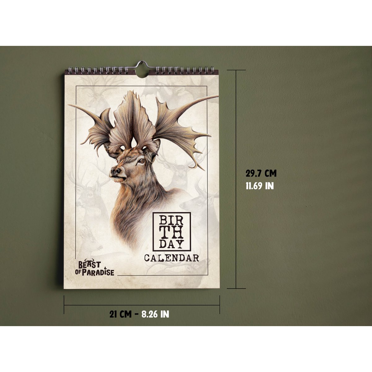 Hirsch-Geburtstagskalender, ewiger Kalender, umweltfreundlich