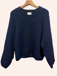 Pull col rond manches raglan en 76% mohair et laine