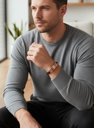 Kupferarmband mit zentraler Platte und verstellbarer Schnalle – braun für Gesundheit und Wohlbefinden