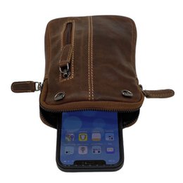 Lederhandytasche für Damen und Herren mit verstellbarem Schultergurt in 5 Farben