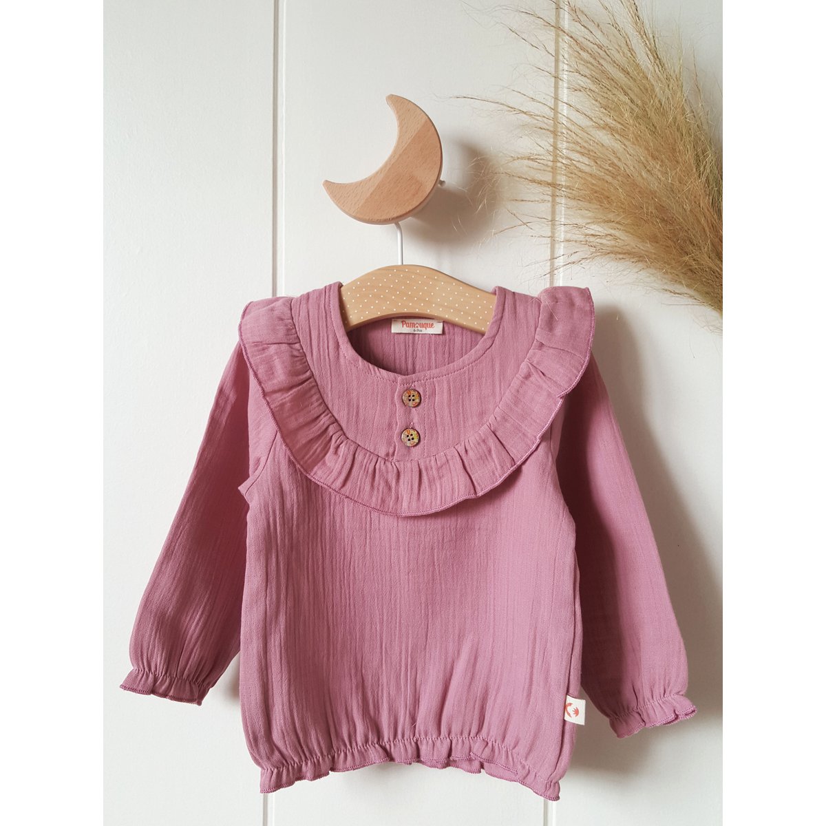 Blusa bebé niña rosa oscuro / 100% Algodón orgánico doble gasa