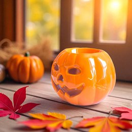 Bruciatore di incenso di zucca in ceramica – Diffusore di oli essenziali, cere e profumi – 12 cm – Lavorazione artigianale – Ambiente Zen