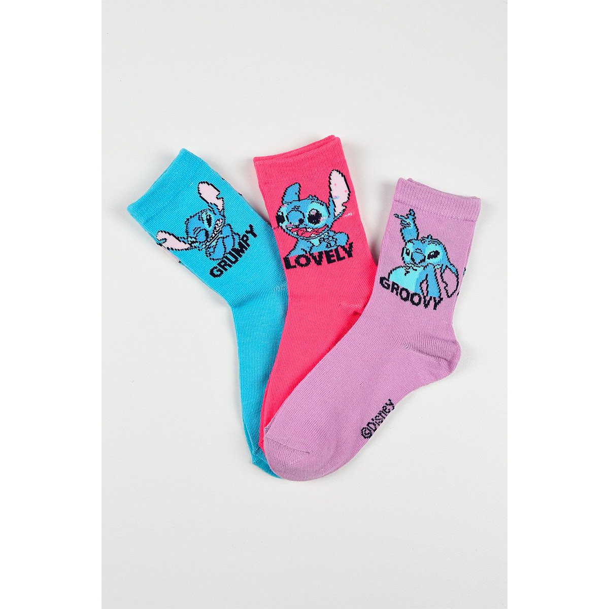 Lot of 96 Units | Pack 3 Lilo And Stitch Socks for Children | Officially Licensed Products | SUN CITY Group