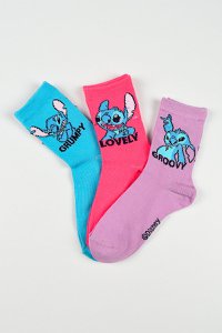Lot of 96 Units | Pack 3 Lilo And Stitch Socks for Children | Officially Licensed Products | SUN CITY Group