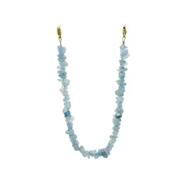 "Aquamarine gemstone necklace with a telephone cord design, suitable for use as a smartphone case accessory."