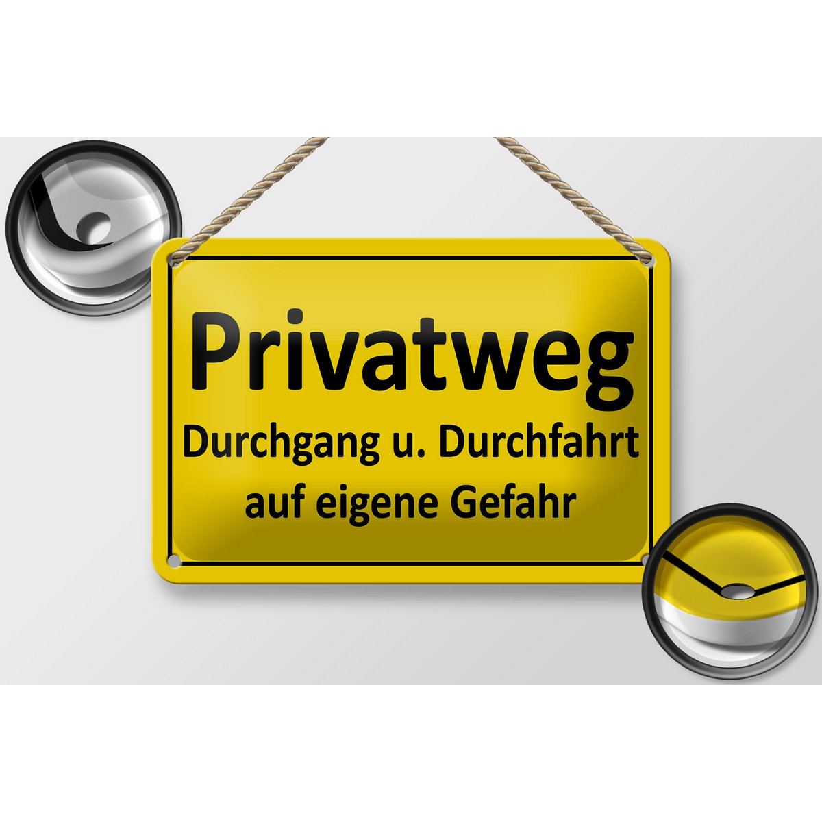 Tin sign note 18x12cm private path yellow decoration