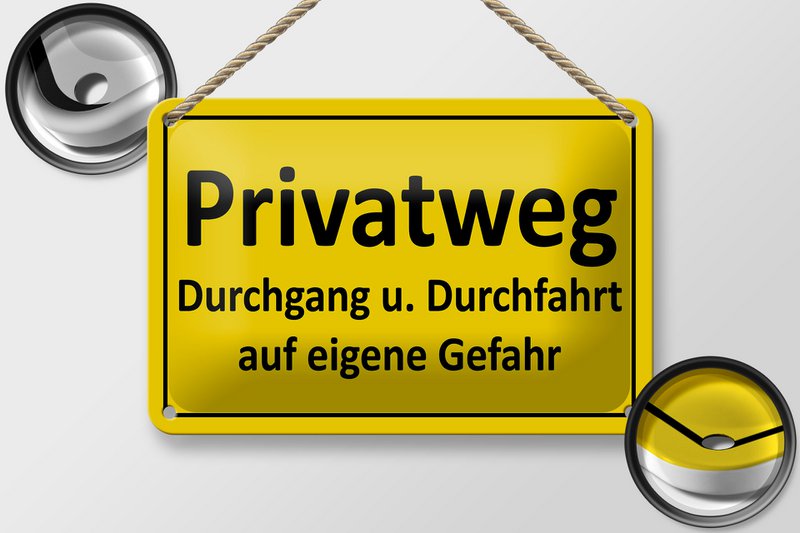 Tin sign note 18x12cm private path yellow decoration