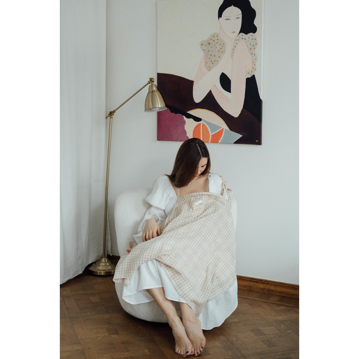 Copertura infermieristica Tisu, Beige Gingham