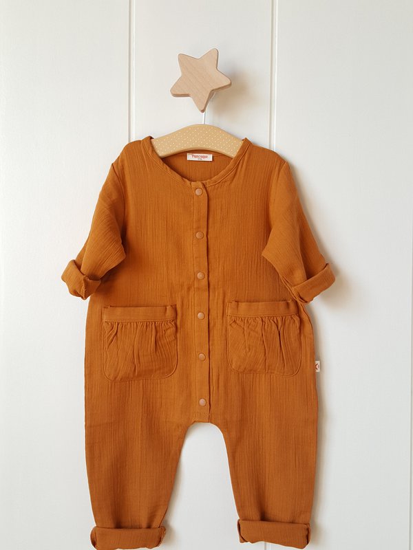Uniseks mousseline romper / 100% biologisch dubbel gaaskatoen