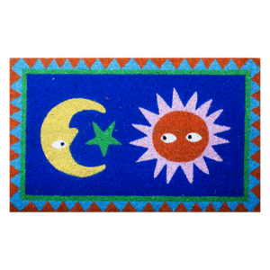 Kitsch Kitchen doormat Loteria sun moon blue