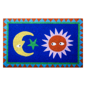 Kitsch Kitchen doormat Loteria sun moon blue