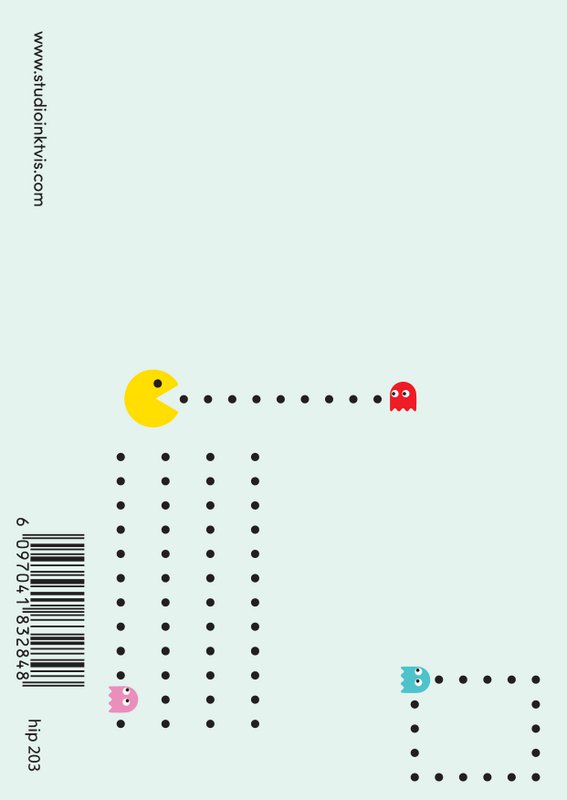 Weihnachtskarte Pac Man lässt das Essen beginnen