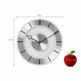 Wall clock - 31 cm - Aluminium - Glass - 'Retro'