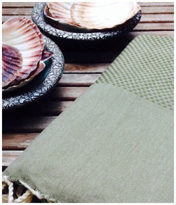 Hamamtuch Fouta Waffel – Olivgrün – 100 x 200 cm