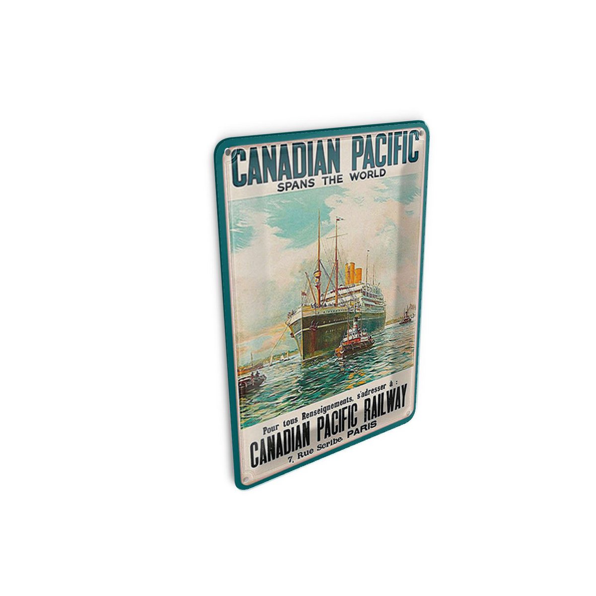 Cartolina da viaggio in latta 10x14 cm Insegna decorativa della Canadian Pacific Railway