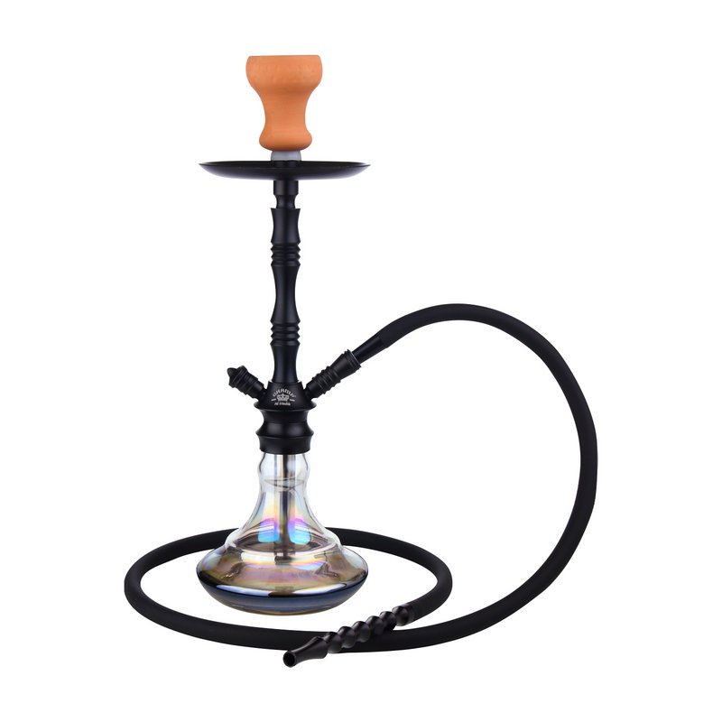 Chicha Complete Shisha Kit met Siliconenslang Keramische Kom, Tang, Mondstuk, Glazen Basis Waterpijp Complete Moderne Set Zwart
