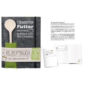 Kookboek met rechthoekige houten lepel voor trailmix, hoogte 22 cm