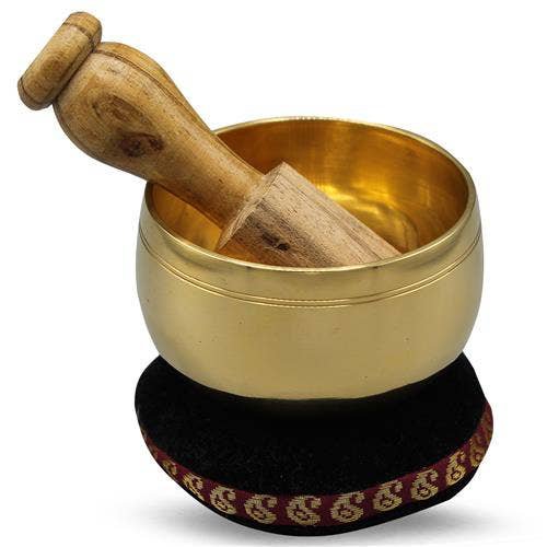 Small Brass Singing Bowl polished 6cm with box