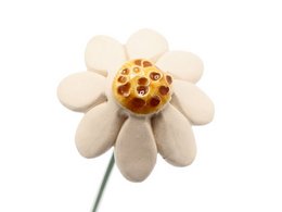 Chamomile flower ceramic white 3 cm