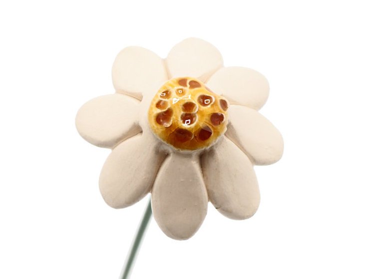 Chamomile flower ceramic white 3 cm