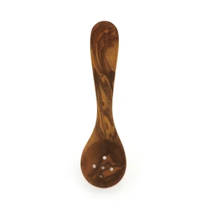 Minischepje met gaten lengte 16 cm gemaakt van olijfhout