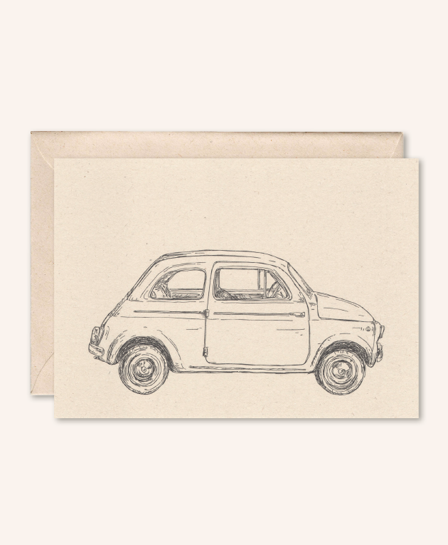 Sustainable card + envelope | Car Fiat 500 | elderflower
