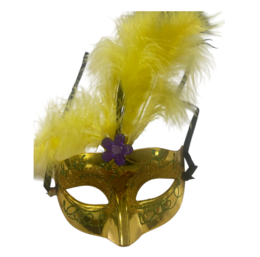 Venetiansk maske guld med fjer