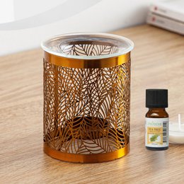 Bruciaprofumo Metally Leaves – Motivo Originale in Metallo Traforato e Vetro – Decorazione per Interni – Idea Regalo
