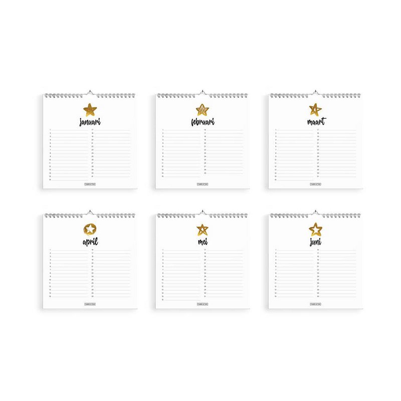 Bæredygtig fødselsdagskalender Stjerne 21x21 cm – Minimalistisk firkantet kalender