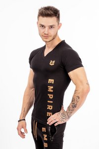 T-shirt short-sleeved shirt slimfit T-shirt organic cotton V-neck of high quality embroidered logo