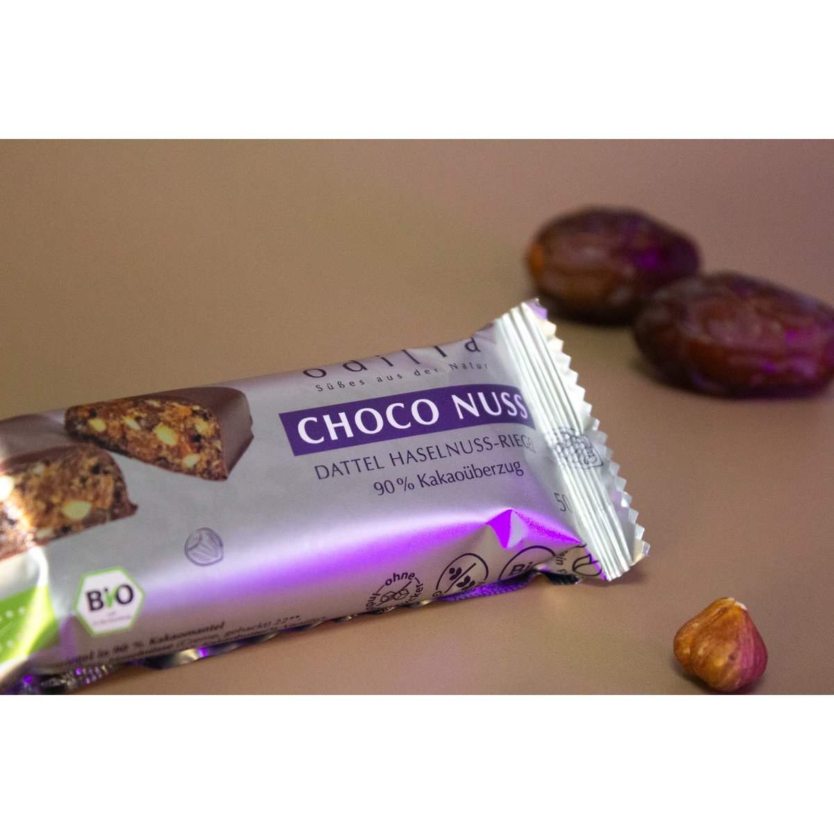 Chocolate nut organic date-hazelnut bars