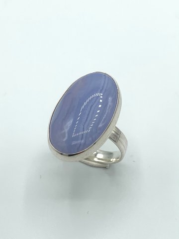 Silberring 15x25mm Chalcedon