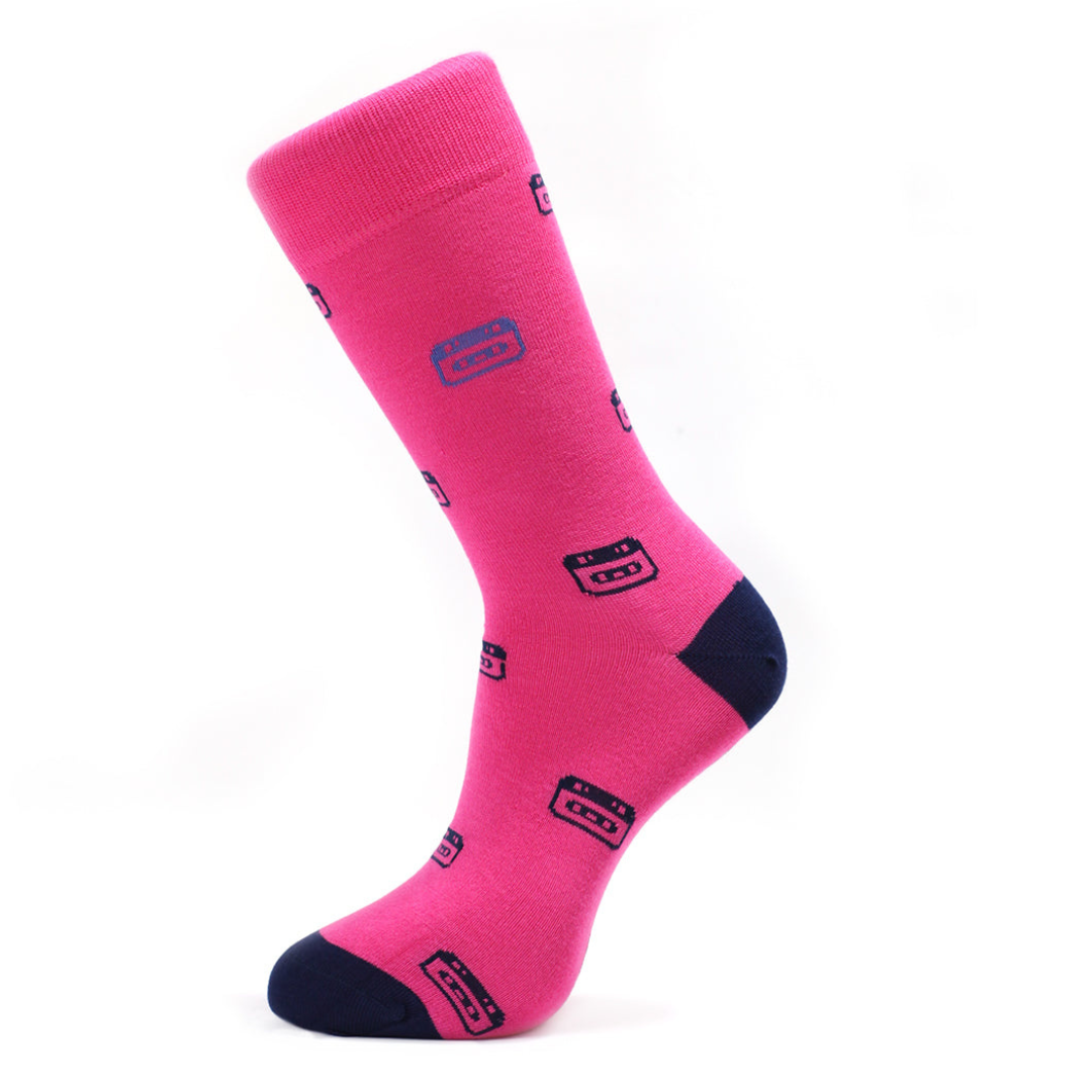 Muziekdooscassettes magenta Bamboe sokken