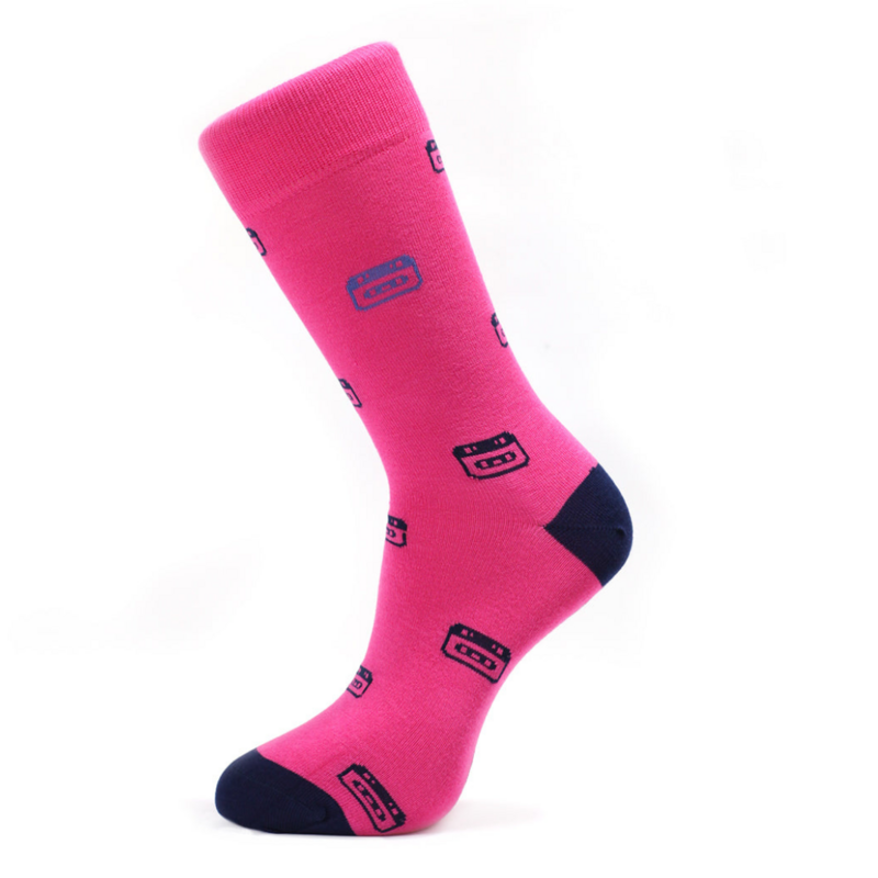 Muziekdooscassettes magenta Bamboe sokken