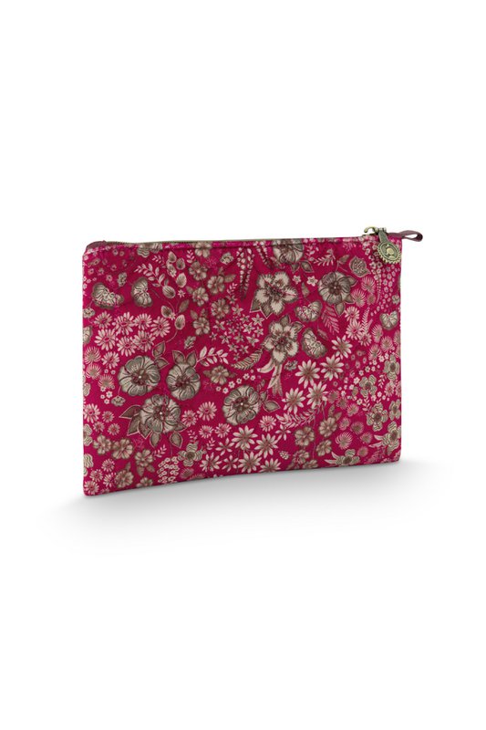 Charly Cosmetic Flat Pouch Medium Quilted Daisy Dreams Red 24x1x15.5cm
