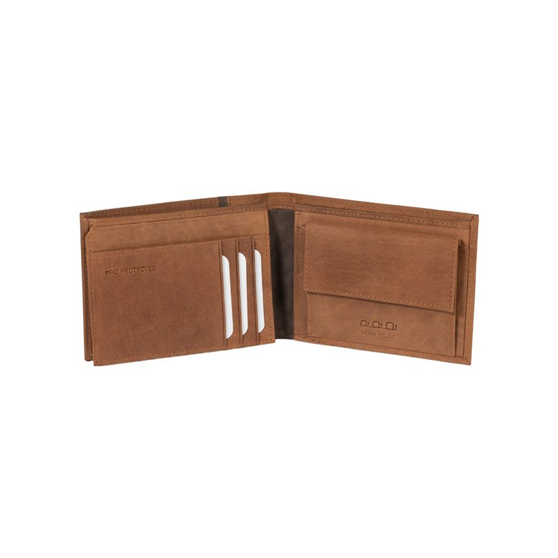 K12220UB | Herenportemonnee van echt volnerf leer, naakt. Kleur leer. RFID-bescherming. Afmetingen gesloten: 11,5 x 8,3 x 2 cm Verpakking: Geschenkdoos onder/deksel